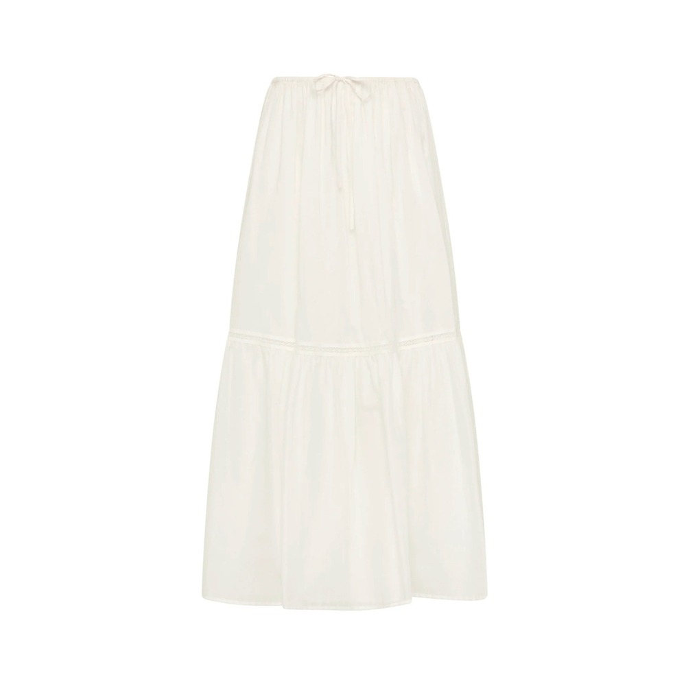 Faithfull the Brand Venta White Cotton Voile Tiered Maxi Skirt NWT $220 Sz 4